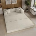 Ver imagem 2 de Sofá Cama Colchão 3 em 1 Puff Dobrável Confortável - Balaqui Cor:bege