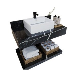 Bancada de Porcelanato C/ Prateleira e Cuba 62x40