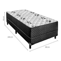 Cama Box Solteiro Conjugada Unyco D28 Ortopédico Floral e Preta - 3