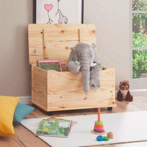 Baú Brinquedos Organizador Madeira Maciça Elisa Natural