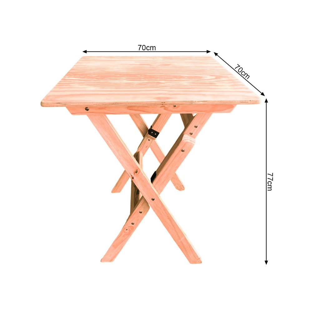 Kit 4 Conjuntos Mesa Dobrável 70x70cm para Bar com 4 Cadeiras em Madeira Maciça - Cru - 5