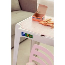 Conjunto Infantil de Mesa e Cadeira Tramontina Beni Rosa em Polipropileno com Quadro de Atividades - 6