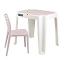 Ver imagem 1 de Conjunto Infantil de Mesa e Cadeira Tramontina Beni Rosa em Polipropileno com Quadro de Atividades