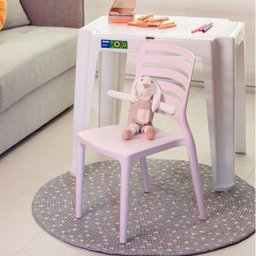 Conjunto Infantil de Mesa e Cadeira Tramontina Beni Rosa em Polipropileno com Quadro de Atividades - 7