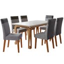 Ver imagem 1 de Conjunto Sala de Jantar Mesa 1,60m com Vidro Nadine 6 Cadeiras Montreal