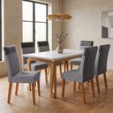 Ver imagem 2 de Conjunto Sala de Jantar Mesa 1,60m com Vidro Nadine 6 Cadeiras Montreal