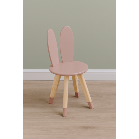 Cadeira Infantil Coelho Tampo Mdf Pés Pinus Resistente:rosê