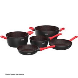 Panela Sauté Grand 24cm Ichef Home Vermelha Polishop Shark Series | Vermelho - 7