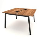 Ver imagem 2 de Mesa Trabalho Plataforma 1,20m 2 Lugares C/ Pés Cavalete F5 Cor:nogal com Preto