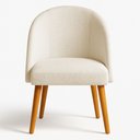 Ver imagem 4 de Kit 04 Cadeiras Poltrona de Jantar Estofada Luna Boucle Bege Pés Palito Castanho - Pallazio