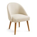 Ver imagem 3 de Kit 04 Cadeiras Poltrona de Jantar Estofada Luna Boucle Bege Pés Palito Castanho - Pallazio