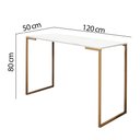 Ver imagem 3 de Mesa Escrivaninha Escritório e Home Office Stan Industrial Ferro Dourado Tampo MDF Branco - Ahazzo M