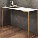 Ver imagem 2 de Mesa Escrivaninha Escritório e Home Office Stan Industrial Ferro Dourado Tampo MDF Branco - Ahazzo M