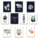 Ver imagem 1 de Kit 10 Placas MDF Infantil Arco-Íris e Coelho Parede A4