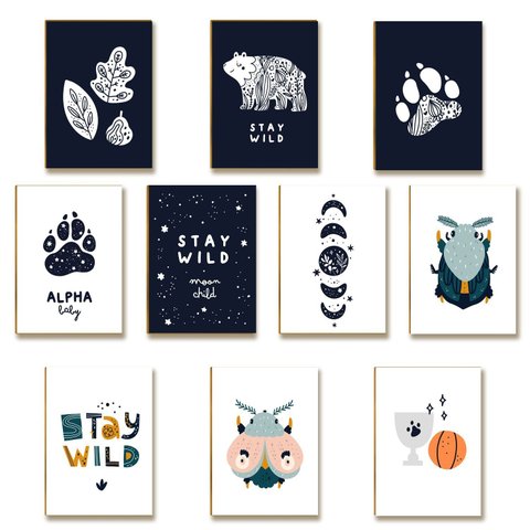 Kit 10 Placas MDF Infantil Arco-Íris e Coelho Parede A4