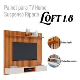 Painel para Tv Home Suspenso Ripado Ambiente Loft 1.8 Nature Off White - Imcal - 6