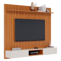 Painel para Tv Home Suspenso Ripado Ambiente Loft 1.8 Nature Off White - Imcal - 3