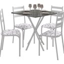 Ver imagem 2 de Conjunto Mesa com 4 Cadeiras 541.Sli e Tampo Quadrado Diamante Branco/Cinza Perola/Bra Flo