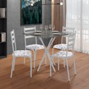 Ver imagem 1 de Conjunto Mesa com 4 Cadeiras 541.Sli e Tampo Quadrado Diamante Branco/Cinza Perola/Bra Flo