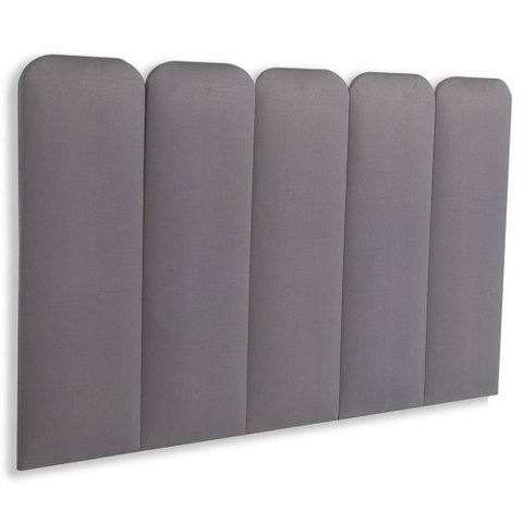 Cabeceira Solteiro Kit 5 Placas Modelo Arredondada - Suede Cinza