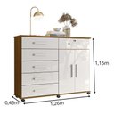 Ver imagem 7 de Cômoda Platina Lukaliam 5 Gavetas Sapateira Rodízios Gaveta com Chave 1,26m:freijo/off White