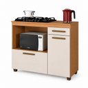 Ver imagem 2 de Balcão para Cooktop 5 Bocas Tampo MDF 2 Portas 1 Gaveta com Nicho Micro-Ondas Cronos Espresso Móveis
