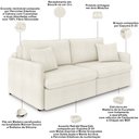 Ver imagem 4 de Sofá Cama Retrátil para Sala de Estar 234cm Una K01 Bouclê Cru - Lyam Decor