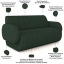 Ver imagem 4 de Sofá 3 Lugares Sala Living Orgânico 188cm Fávara K01 Veludo Verde - Lyam Decor