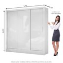Ver imagem 3 de Guarda Roupa Solteiro com Espelho 3 Portas de Correr 3 Gavetas 179cm Plus Santiago Branco - Carioca Móveis