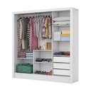 Ver imagem 4 de Guarda Roupa Solteiro com Espelho 3 Portas de Correr 3 Gavetas 179cm Plus Santiago Branco - Carioca Móveis