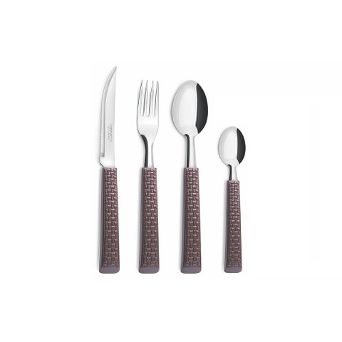 Conjunto Talheres Rattan Marrom - 24 unidades