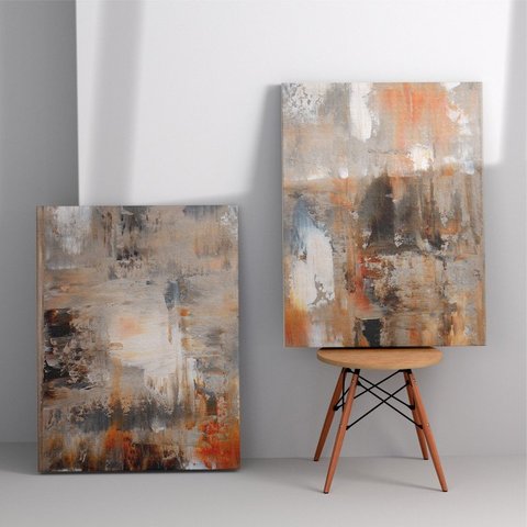 Quadro Decorativo Abstrato Duo Pinceladas em Sintonia