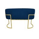 Ver imagem 3 de Namoradeira Decorativa Luana Suede Azul Marinho 2 Lugares Base Dourada Ms Decor