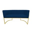 Ver imagem 2 de Namoradeira Decorativa Luana Suede Azul Marinho 2 Lugares Base Dourada Ms Decor