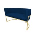 Ver imagem 1 de Namoradeira Decorativa Luana Suede Azul Marinho 2 Lugares Base Dourada Ms Decor
