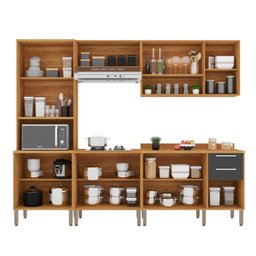 Cozinha Completa 12 Portas Cooktop 5 Bocas Paris 5 Peças Salleto:cinamomo/grafite - 4