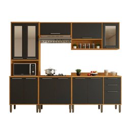 Cozinha Completa 12 Portas Cooktop 5 Bocas Paris 5 Peças Salleto:cinamomo/grafite - 3