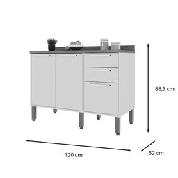 Cozinha Completa 12 Portas Cooktop 5 Bocas Paris 5 Peças Salleto:cinamomo/grafite - 7