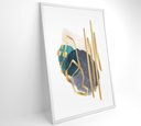 Ver imagem 2 de Quadro Abstrato Linhas Douradas - 80x120 Cm - Vidro Impresso