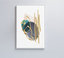 Ver imagem 1 de Quadro Abstrato Linhas Douradas - 80x120 Cm - Vidro Impresso