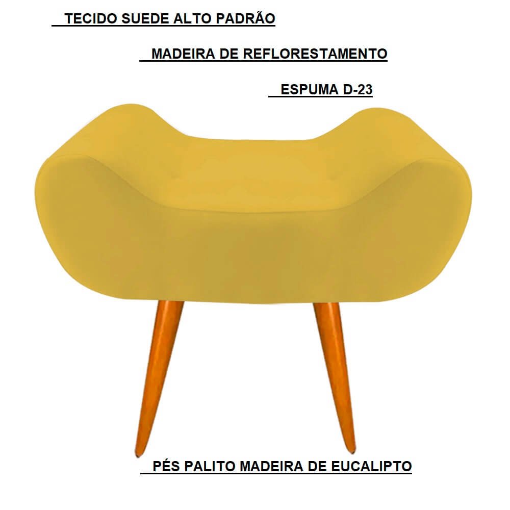 Kit 02 Puff Leticia Suede Amarelo Pés Palito para Closet - 2