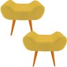 Kit 02 Puff Leticia Suede Amarelo Pés Palito para Closet - 1