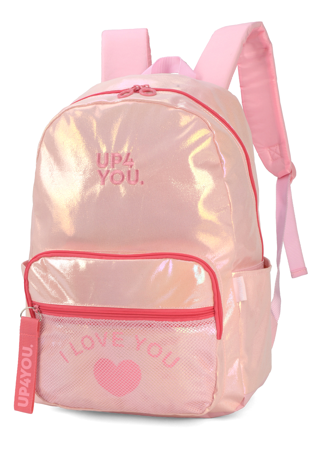 Mochila Costas Juvenil Luxo Up4you I Love You Brilho:rosa - 3