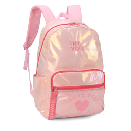 Mochila Costas Juvenil Luxo Up4you I Love You Brilho:rosa - 1