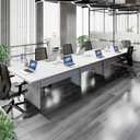 Ver imagem 2 de Mesa de Reunião Corporativa 480cm para 8 Pessoas com Caixa de Tomadas Corporate Cinza