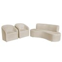 Ver imagem 1 de Kit Sofá Curvo Amsterdã 160cm e 2 Poltronas Luiza Max Bouclé Bege