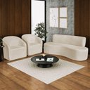 Ver imagem 2 de Kit Sofá Curvo Amsterdã 160cm e 2 Poltronas Luiza Max Bouclé Bege