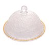 Queijeira Cristal Martelado C/Tampa Borda Dourada 19,5X13Cm - 1