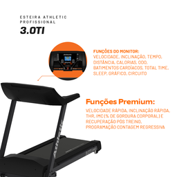 Esteira Profissional Athletic Amazon 3.0ti 25km/h Suporta150kg Inclinação Eletrônica 26 Programas Pa - 5