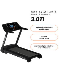Esteira Profissional Athletic Amazon 3.0ti 25km/h Suporta150kg Inclinação Eletrônica 26 Programas Pa - 3
